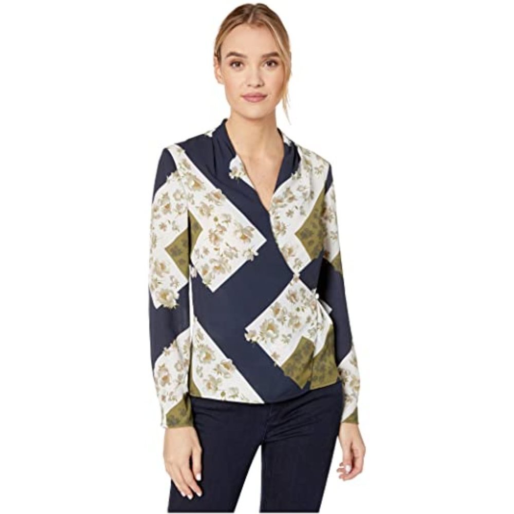 NWT Ted Baker Pheadra Pearl Printed Wrap Blouse